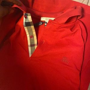 RED BURBERRY COLLARD SHIRT
